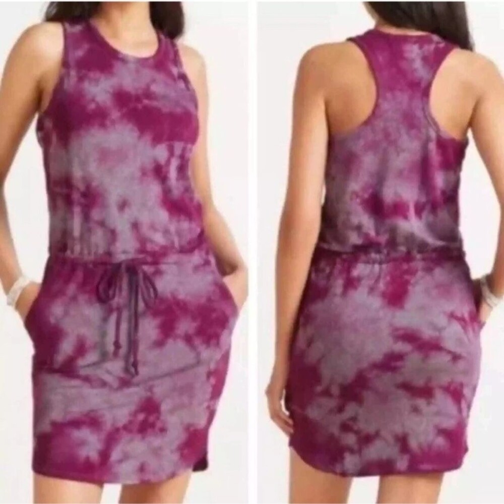 Sundry for Evereve the Weekender Tank Jersey Dress Berry Purple Tie Die Lounge 0